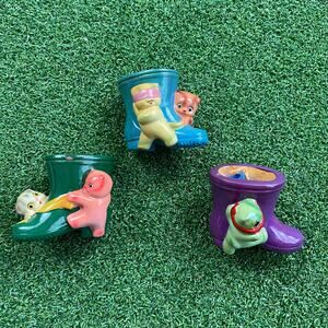 Vintage Lark brand Cute Rain Boot Pencil Sharpener Decorative Set Box 1/2 Dozen